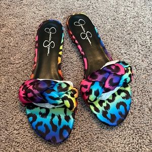 Jessica Simpson rainbow leopard flats